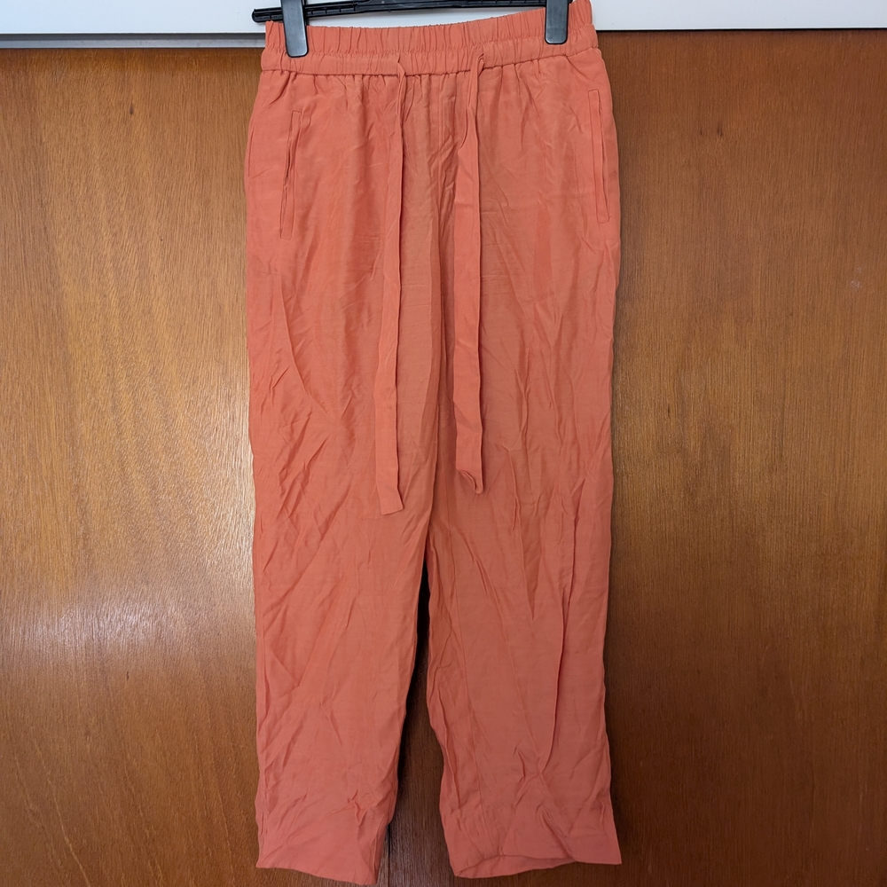 & Other Stories Women's Orange Lightweight Floaty Summer Pants Size 4 - Picture 4 of 8